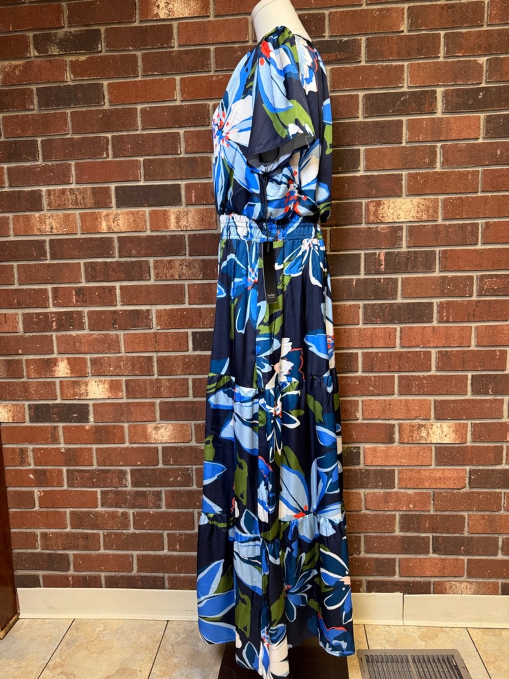 Nicole Miller New York Blue Floral Maxi Dress Size XL - Picture 5 of 11
